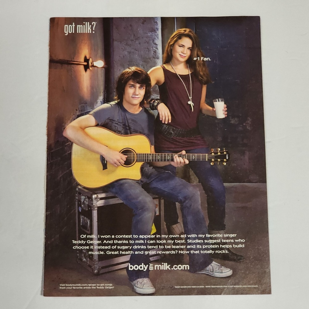 2007 Teddy Geiger Rebecca Eden Got Milk? Guitar Print Ad Original Clipping 8x11